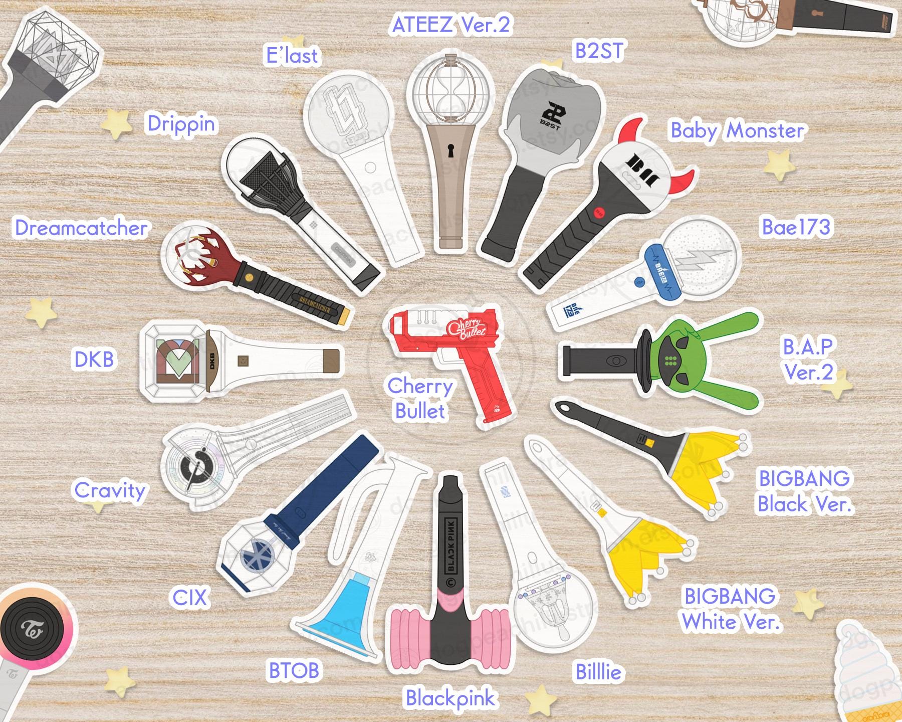 K-pop Group Lightstick Sticker A-L | 2.75
