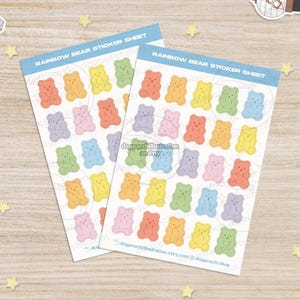 Rainbow Bear Sticker Sheet | Top Loader Deco Stickers | Photocard Stickers | K-POP | K-pop Merch | K-pop Gift |