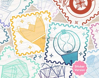 K-pop Boy Group Lightstick Color Swatch Stamp Sticker | 2" | Ateez | Oneus | 60+ groups | K-pop Merch