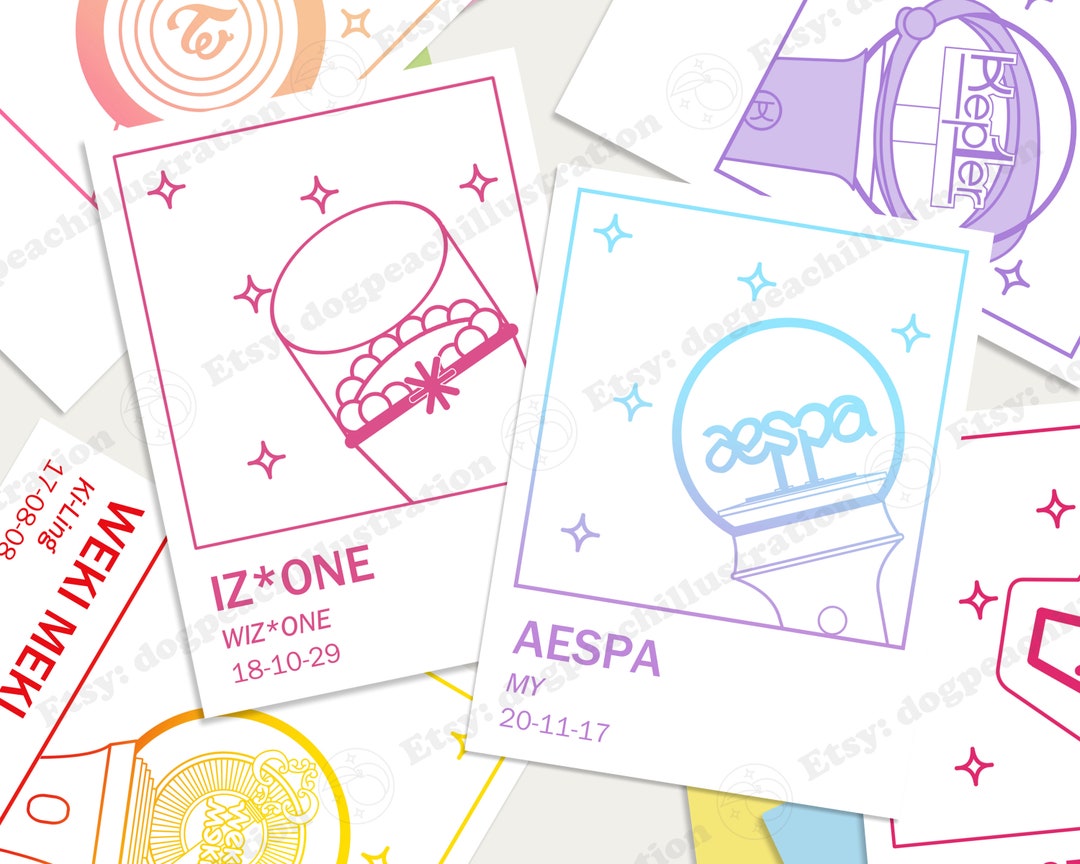 K-pop Girl Group Light Stick Color Swatch Sticker Twice IZONE Aespa ...