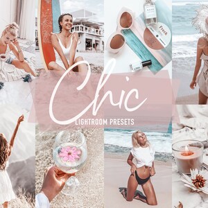 8 CHIC Lightroom Presets Mobile & Desktop, Summer Presets, Travel Blogger Instagram Filter, Bright Photo Presets for Lightroom