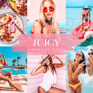 Juicy Mobile Lightroom Presets: Vibrant Travel & Beach Filters (DNG)