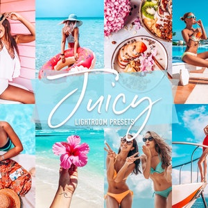 6 Mobile und Desktop Lightroom Presets JUICY Travel Blogger Presets Lifestyle Lebendige Instagram Filter Helle Farbe Strand Sommer Preset