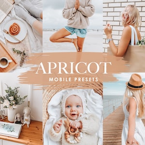 9 Lightroom Mobile Presets APRICOT Bright Airy Lightroom Presets, Indoor Outdoor Presets for Blogger Instagram Presets, Photo Filter