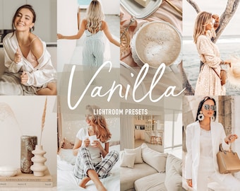 10 ajustes preestablecidos de Lightroom móvil VANILLA, filtro de edición de fotos limpio beige, ajustes preestablecidos de Instagram para personas influyentes, blogger de estilo de vida brillante