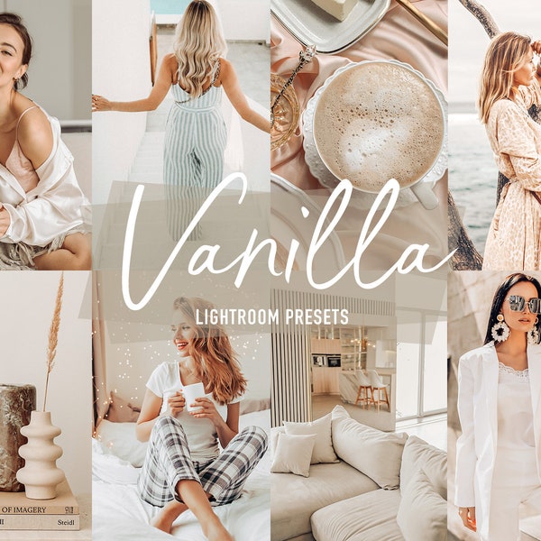 10 Mobile Lightroom Presets VANILLA, Beige Clean Photo Editing Filter, Instagram Presets for Influencers, Bright Lifestyle Blogger