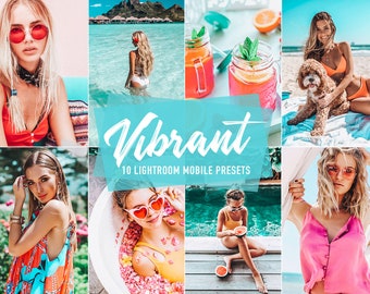 10 préréglages mobiles Lightroom VIBRANT Summer Presets pour Instagram, Color Pop Lightroom Preset, Travel Presets, Blogger Vibrant Filters