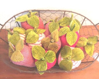 Fabric Strawberries, Decorative Bowl Fillers