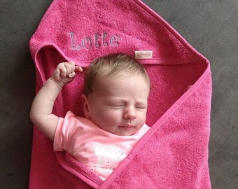 Personalised hooded embroidered baby towel - customized bath cape - custom baby shower gift - maternity gift