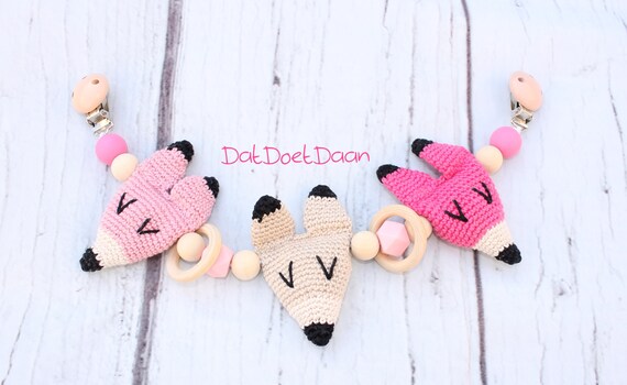 Wagenspanner Met Houten Kralen En Gehaakte Vosjes Etsy