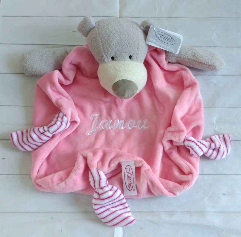 Paño de abrazo para bebé paño tut manta XL con cabeza de oso oso regalo de maternidad regalo de baby shower regalo de bebé rosa o azul imagen 5