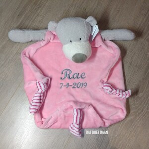 Baby cuddle toy baby cuddle cloth cuddle fleece XL bear baby shower gift maternity gift pink or blue image 2