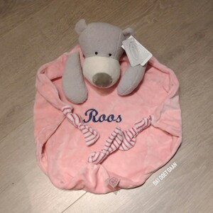 Baby cuddle toy baby cuddle cloth cuddle fleece XL bear baby shower gift maternity gift pink or blue image 4