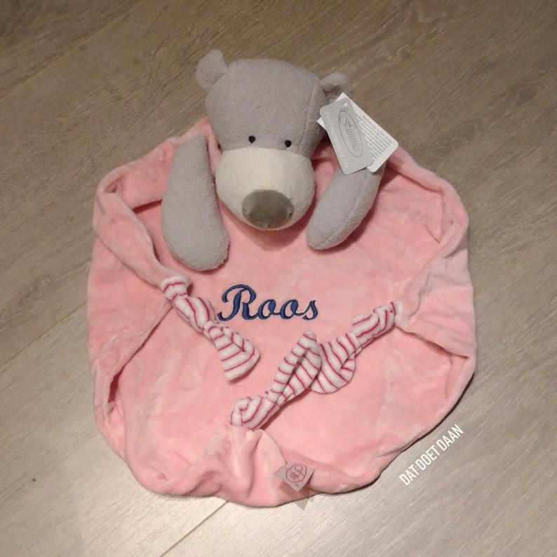 Baby cuddle toy baby cuddle cloth cuddle fleece XL bear baby shower gift maternity gift pink or blue image 4