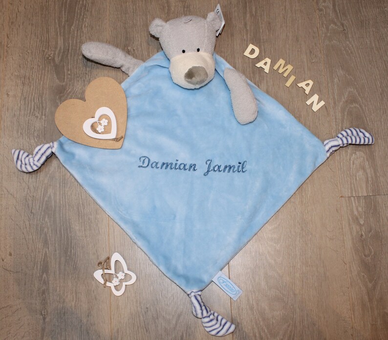 Paño de abrazo para bebé paño tut manta XL con cabeza de oso oso regalo de maternidad regalo de baby shower regalo de bebé rosa o azul imagen 3