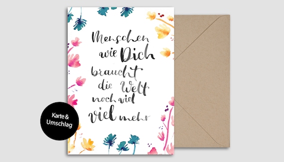 Postkarte "Menschen wie dich" mit Umschlag aus Kraftpapier