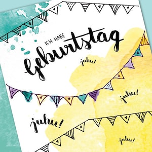 5 x Einladungskarte Kindergeburtstag Juhu | Ausfüllen und Einladen