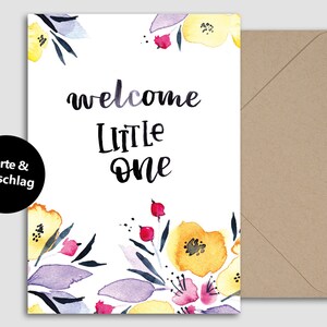 Klappkarte "welcome little one" mit Umschlag aus Kraftpapier