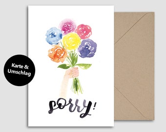Sorry folding card incl. kraft paper cover