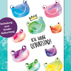 5 Einladungskarten zum Kindergeburtstag, Frösche | Ausfüllen und Einladen