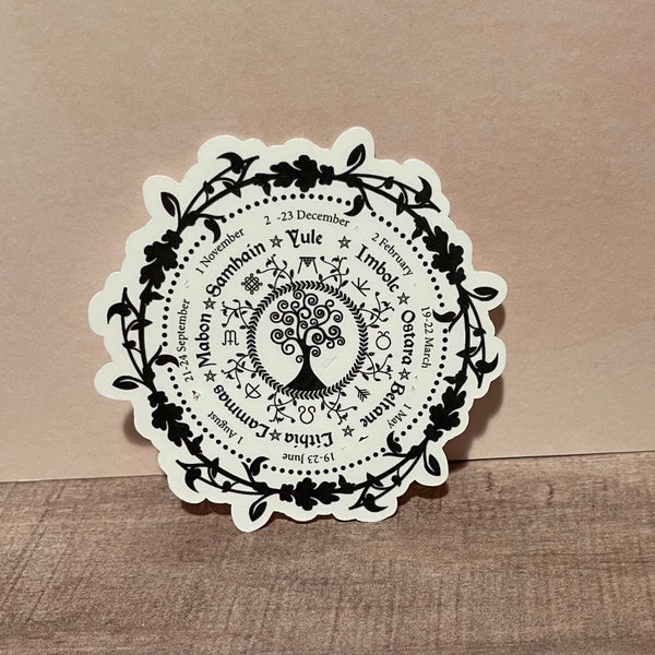 Wheel Of The Year Sticker, Laptop Sticker, Water Bottle Sticker, Cute Sticker, Creepy Cute Sticker, Spooky Cute, Witchy Gift