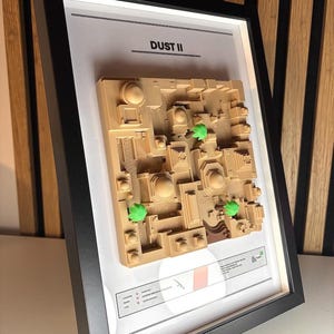 Gaming Map 3D Relief Print "Dust 2" Counter Strike Gerahmte Wanddeko Print Gaming Setup Geschenk für Gamer Freunde Geburtstag Einweihung