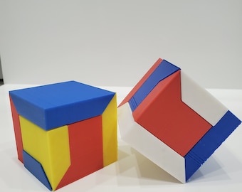 Sliding Puzzle Cube - 3D Printed - Multicolor