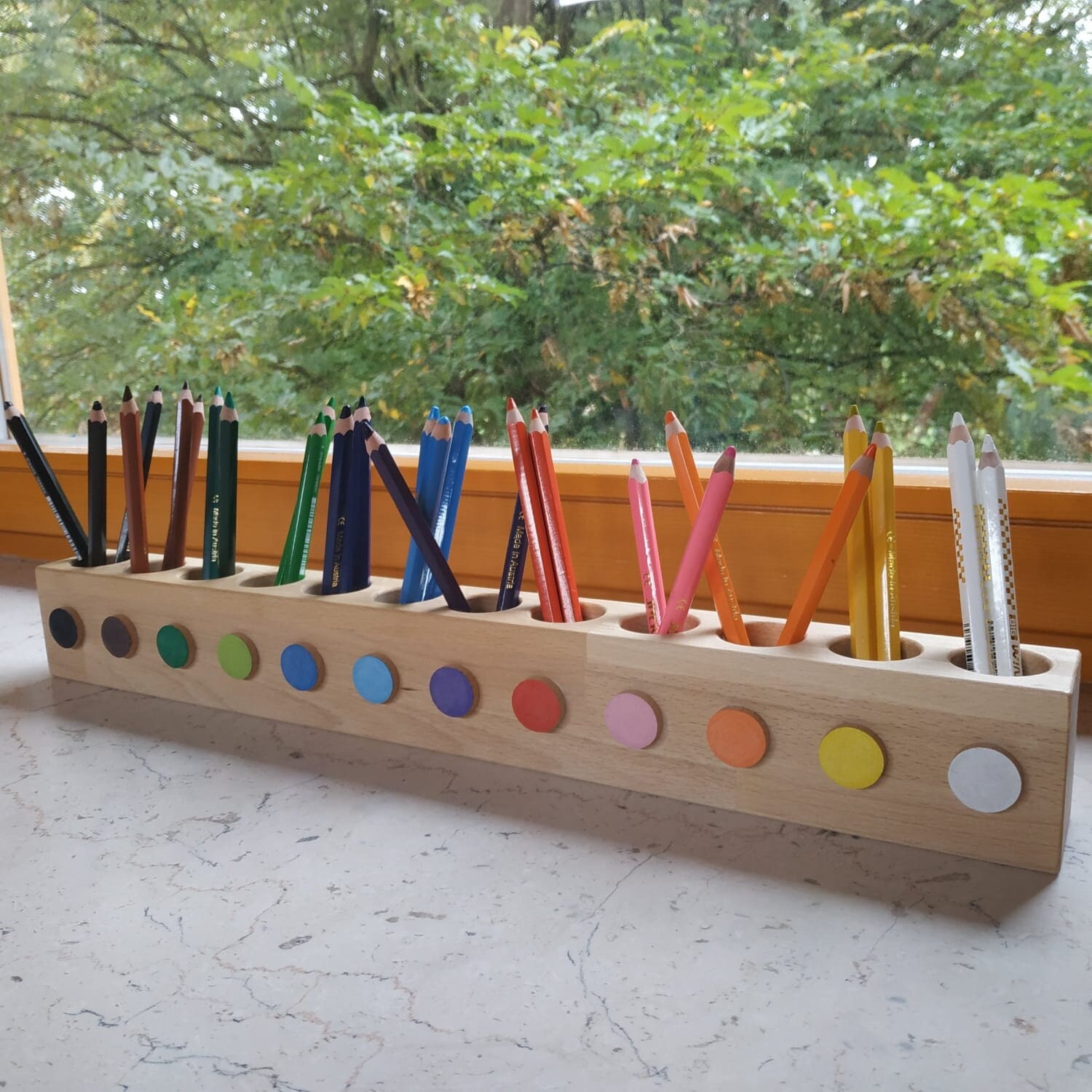 Montessori Wood Pencil Holder for Kids, Pen Hero, Crayon holder, Toddler  gift, Artist Desk Organizer
