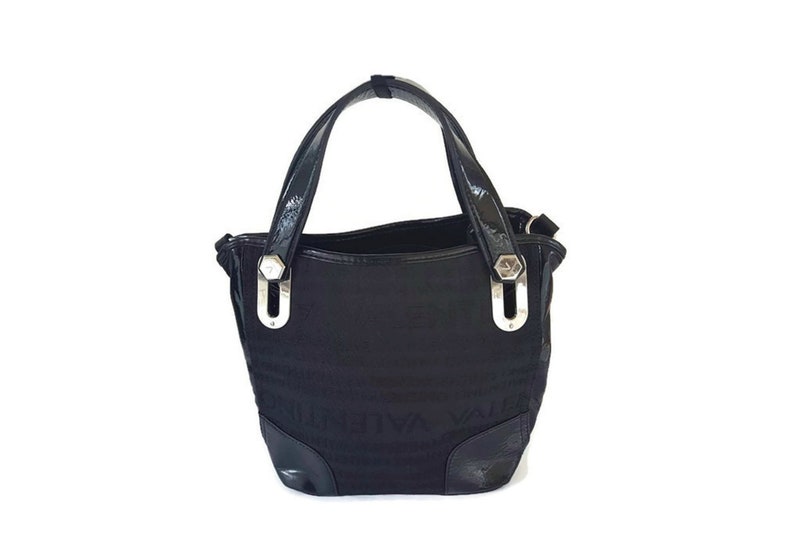 valentino by mario valentino patent black tote bag