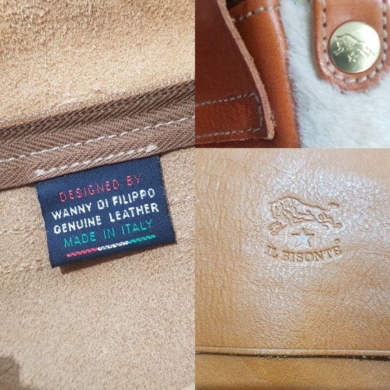Rare IL BISONTE Woman White Fur Cognac Brown Cowhide Leather