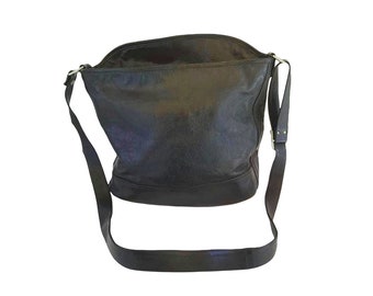 Vintage Marino Orlandi Black Leather Bucket Bag: Italian Designer Shoulder Bag