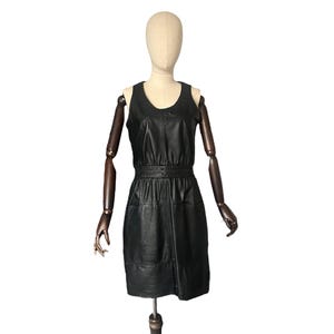 Vintage 80s Black Leather Dress | Real Leather Sleeveless Mini | 80s Rocker Chic Party Dress, Vintage Noir: The Leather Muse Dress