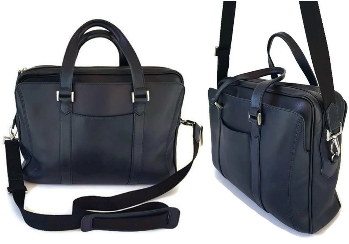 BVLGARI unisex leather business office leather two way shoulder bag, designer work bag, shoulder bag, foto 3 di 5