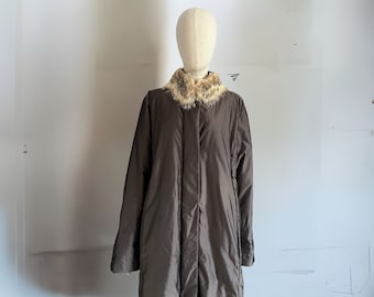 MARINA RINALDI Voyage woman goose down fur collar long puffer coat