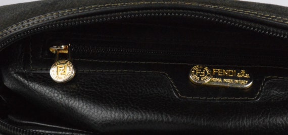 Vintage 80s FENDI Pequin Crossbody Bag Brown Stripe Leather  display picture 3