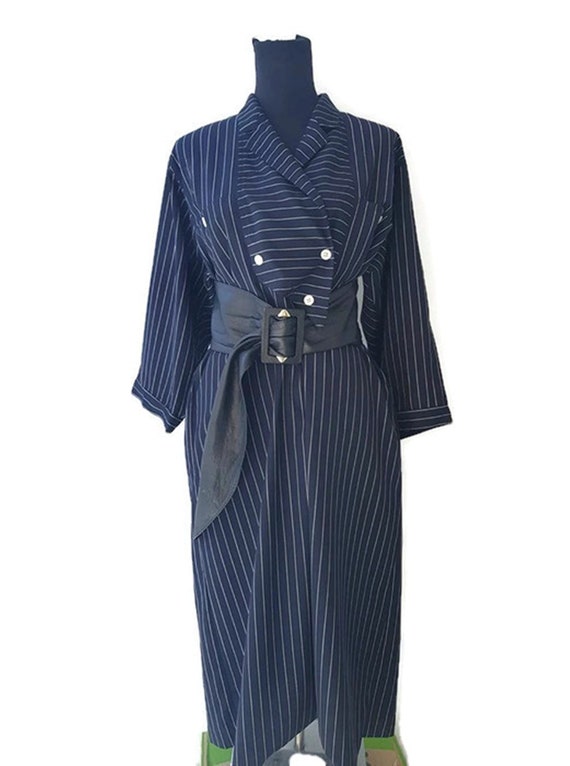 MAX MARA 80's ladies oversized navy striped doubl… - image 6