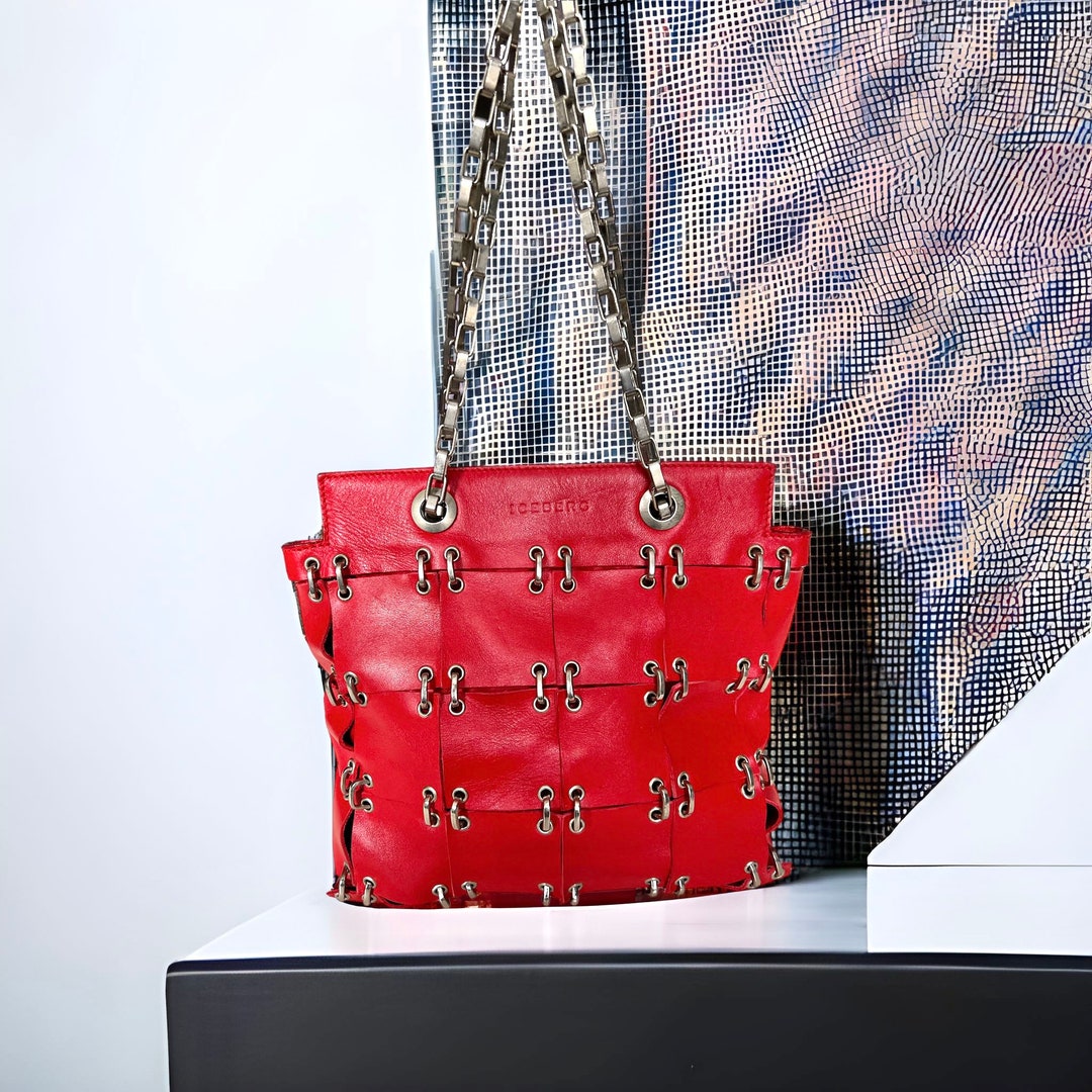 Bolso de hombro de piel roja ICEBERG: diseño de anilla metálica