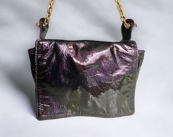 YSL Capri Vintage Glittered Leather Shoulder Bag: 24kt Gold Chain Strap