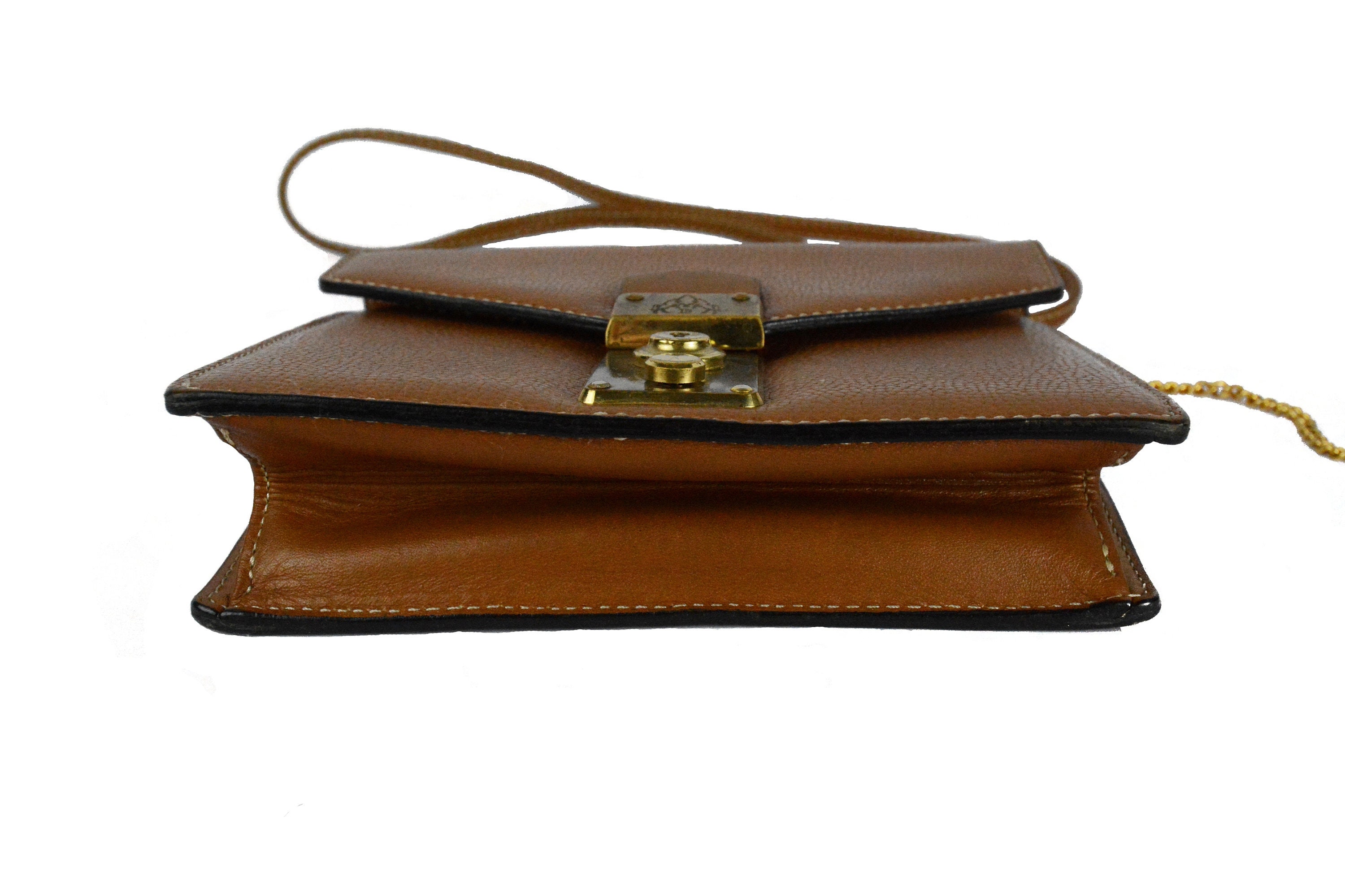 DIDIER LAMARTHE Vintage Charm and Key Structured Brown Pebbled Leather Supercute Padlock Mini 