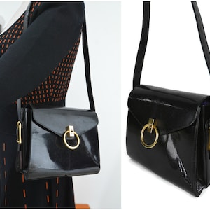 Vintage lizard print leather, supercute box bag, genuine leather black and shiny bag, small bag! TOP quality.