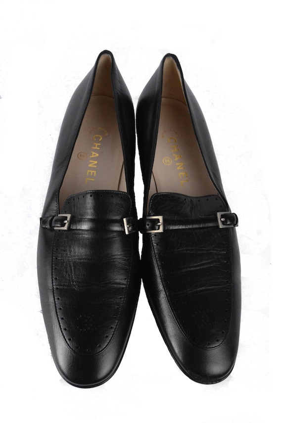 CHANEL Vintage Ladies Leather Loafer Shoes Uk 6.5 Eu 39.5 