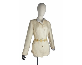 Veste Blazer Talbots Doré Scintillant Taille 12 - Occasion Très Bon état, Parfait Pour Fêtes