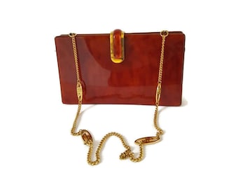 GAVETT Glamorous Lucite 1970s - Made in Italy, woman evening chain shoulder bag clutch, very rare, Italian designer bag