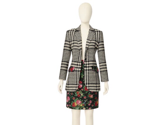 Vintage KENZO Two-piece Set – Houndstooth Jacket & Floral Skirt