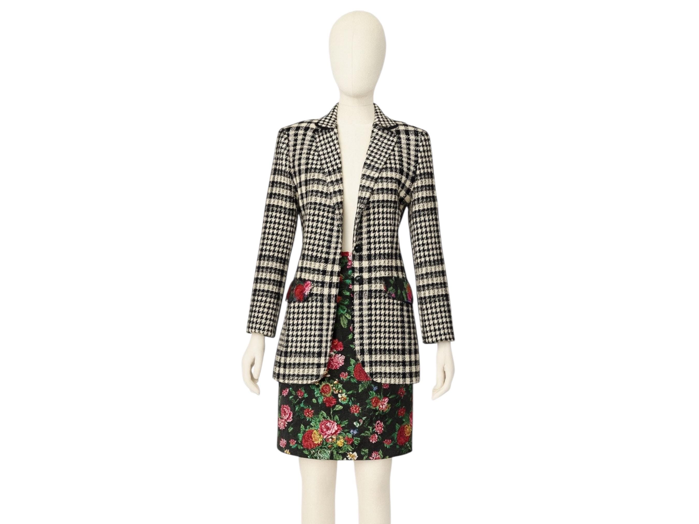 Vintage KENZO Two-piece Set – Houndstooth Jacket & Floral Skirt