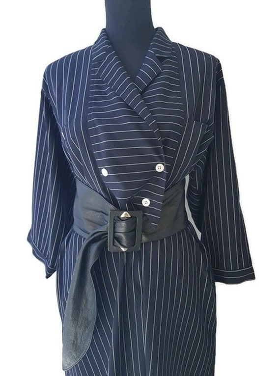 MAX MARA 80's ladies oversized navy striped doubl… - image 7