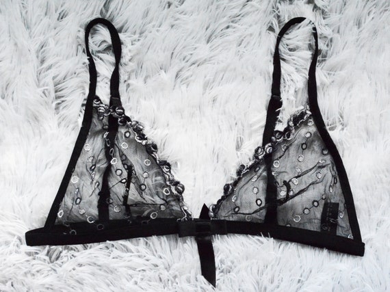 MALIZIA by LA PERLA bralette lencero de mujer de encaje negro transparente crochet. Estados Unidos 36 Reino Unido 36 UE 80. Etsy Espana