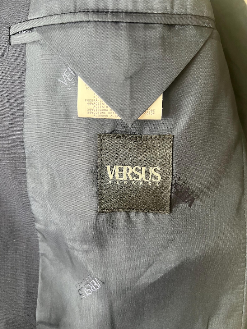 Versus Label Vintage GIANNI VERSACE Versus Navy Wool Suit Set: Slim Fit, Size 48 - Etsy
