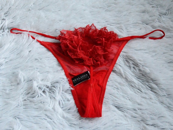 Buy MALIZIA by LA PERLA Woman Red Black Fluffy Sheer Flower Hot