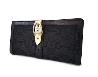 GUCCI woman vintage large credit card coin gold buckle logo wallet, Italian designer wallet